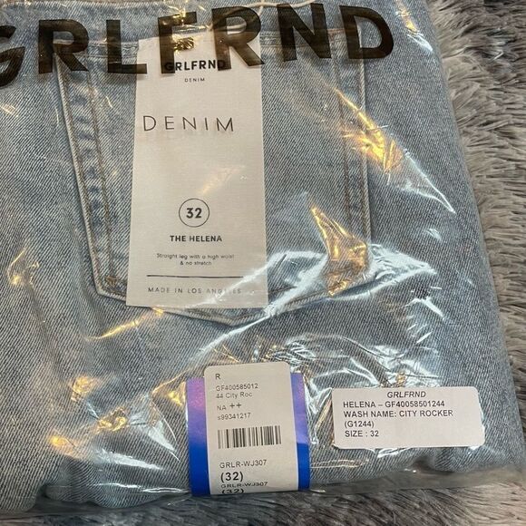 NWT! GRLFRND Denim Helena Jeans In City Rocker - Embroidered Logo, Button Fly - Picture 4 of 12